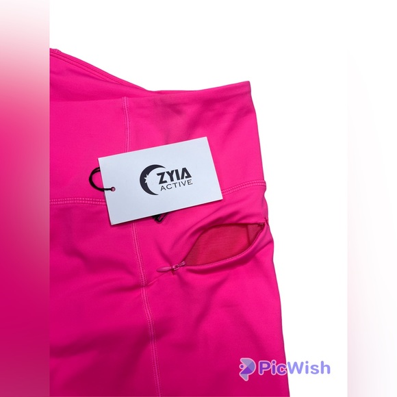 Pink Zipper Pocket Light n Tight Hi Rise Crop 17” (6-8) ZYIA NWT 791 - Picture 10 of 14